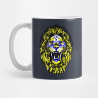 Lion Skull Interactive Yellow&Blue Filter T-Shirt #2 By Red&Blue Mug